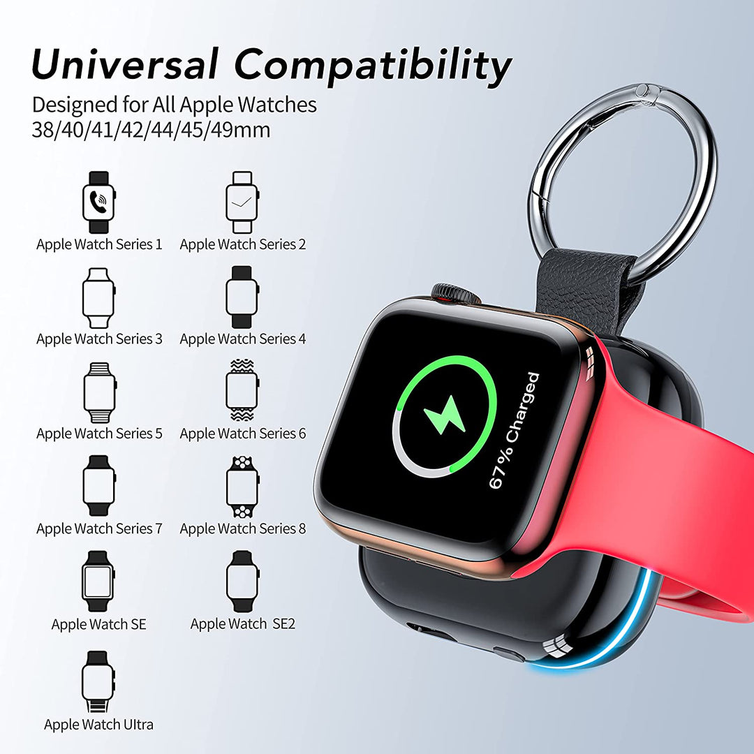 Portable Charger for Apple Watch,Wireless Magnetic Iwatch Charger 1200Mah Power Bank Travel Keychain Accessories Smart Watch Charger for Apple Watch Series 9/8/7/6/Se/5/4/3/2/1/Uitra/Uitra 2