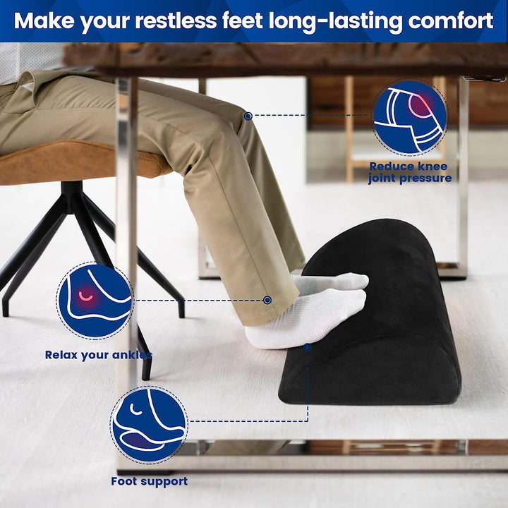 Foot Rest for under Desk at Work,Office Desk Accessories with Memory Foam and Washable Removable Cover, Foot Stool for Office, Car, Home to Foot Support and Relax Ankles, Black