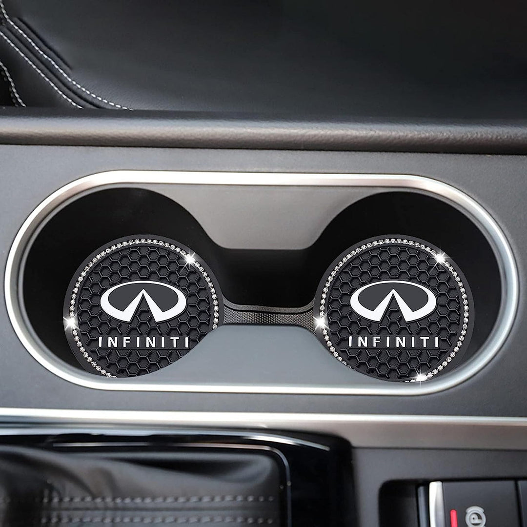 Car Cup Coaster Compatible with Infiniti QX50 Q50 Q70 Q70L Q60 QX30 QX60 QX80 Recessed Silicone Non-Slip Cup Holder Coaster Car Interior Accessories 2.75 Inch 2 Pieces…
