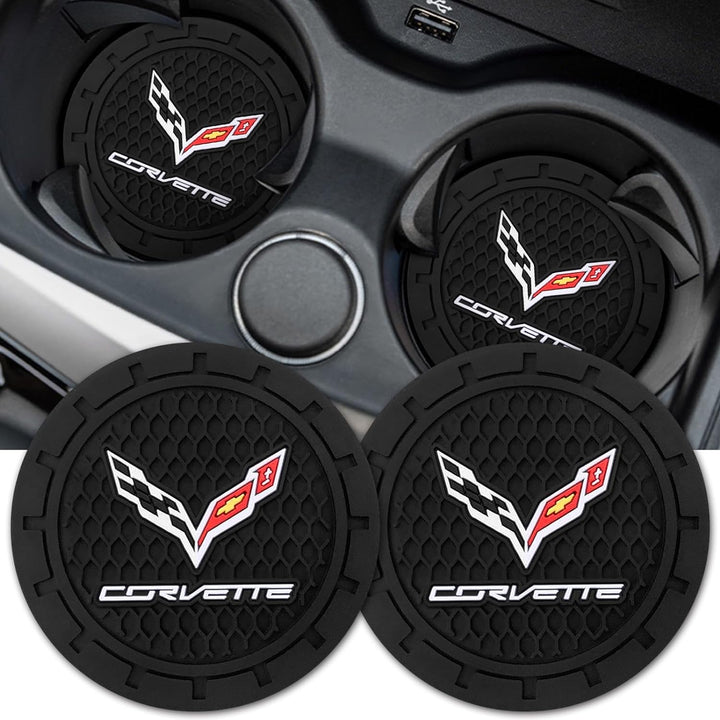 Car Cup Holder Coaster for Corvette Interior Accessories Silicone anti Slip Cup Mat Compatible with Corvette C1 C2 C3 C4 C5 C6 C7 C8 Racing 1LT 2LT 3LT Silicone Non-Slip Coaster 2.76 Inch 2 Pieces