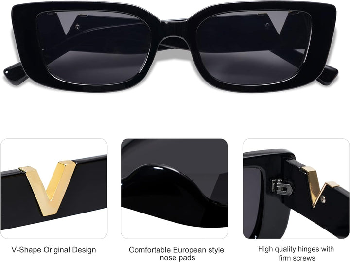 Rectangle Sunglasses for Women 90S Retro Trendy Y2K Classical Vintage Square Shades AR82037