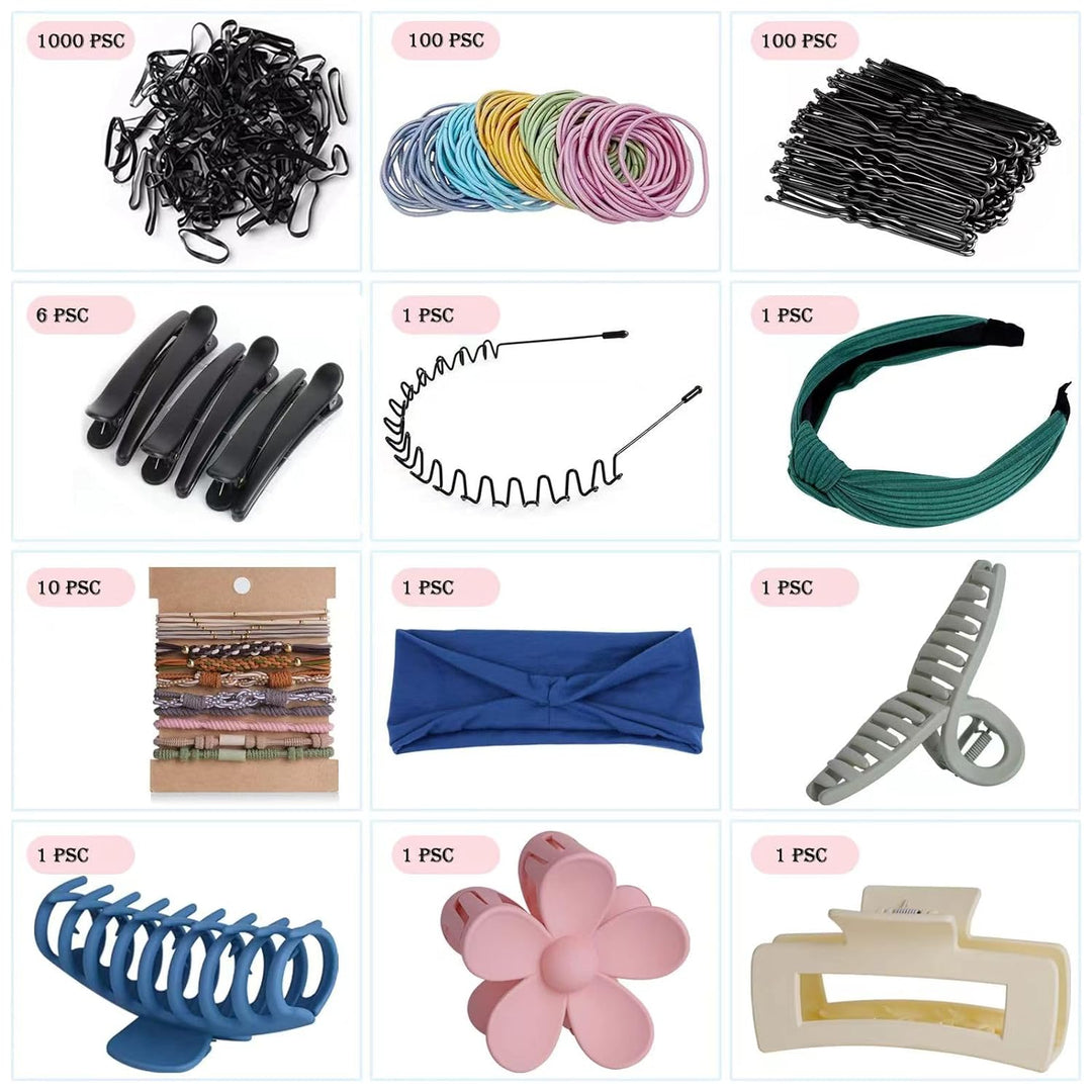 Hair Accessories for Women 1223 PCS Hair Claws Clips for Women 4.3 Inch, Boho Hair Ties Bracelet, Hair Accessories No Damage Hair Elastics, Bobby Pins, Metal Headband and Women'S Headband