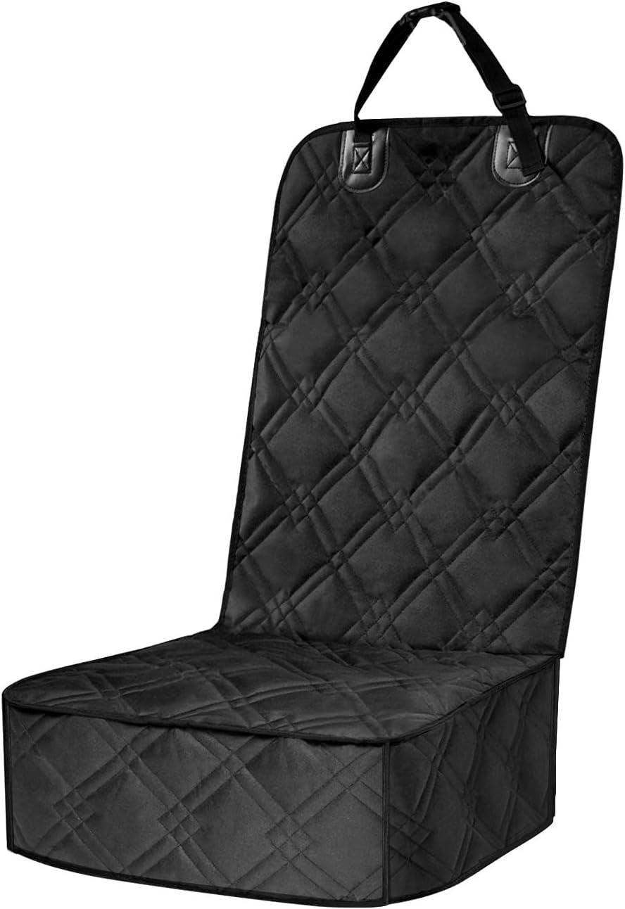 Dog Car Seat Covers for Front Seat, Durable & Waterproof Heavy Duty Scratching Proof Pet Dog Car Seat, Washable & Non-Slip Seat Covers with Seat Belt for Cars, SUV & Truck, Black