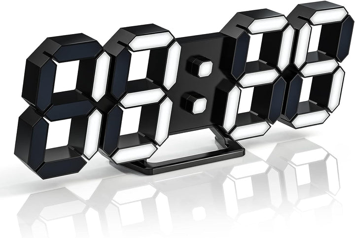 3D LED Clock Desk Alarm Clock Wall Clock with Remote Control, 9.7" LED Electronic Clocks, Snooze Model, Temperature, Night Light Auto/Custom Brightness
